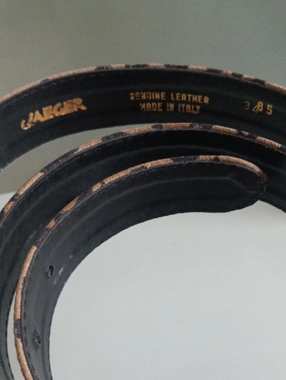 Vintage Jaeger Italy Genuine Leather Leopard Print Belt Size 34